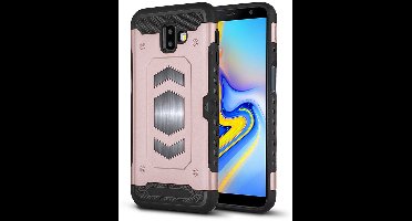 Ntech Geschikt voor Samsung Galaxy J6 Plus (2018) Luxe Armor Case - Rose Goud