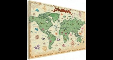 Wereldkaart Van Vroeger - Canvas 120x80