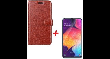 Ntech Hoesje Geschikt Voor Samsung Galaxy A70/A70s Portemonnee hoesje - Zwart Met Tempered Glas