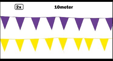 2x Vlaggenlijn geel en paars 10 meter - Pasen vlaglijn festival feest party verjaardag thema feest