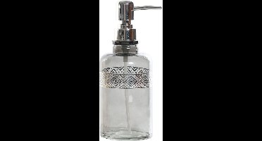Items Zeeppompje/zeepdispenser - grijs - transparant - glas - 400 ml - navulbaar - keuken/badkamer