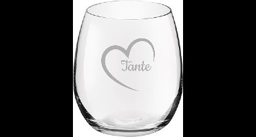 Gegraveerde Drinkglas 39cl Tante met hartje