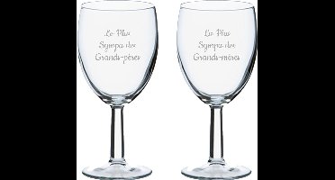 Wijnglas gegraveerd - 24,5cl - Le Plus Sympa des Grands-Pères & La Plus Sympa des Grands-mères