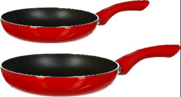 Secret de Gourmet Koekenpannen Milano - D24 en D28 cm - Alle warmtebronnen geschikt - Rood/zwart