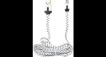 Benson USB naar Micro USB kabel - Nylon - 2 meter - Wit/Zwart - 2.1A