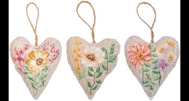 Deco hartje kit - Wilde bloemen set van 3 - PN-0199613 - Borduren - Borduurpakket - Borduurpakket volwassenen - Borduurpakket kind