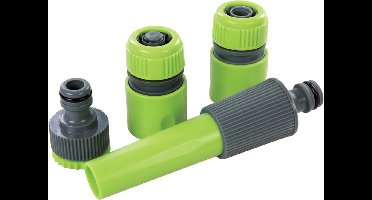 Silverline Complete tuinslangkoppeling set - 5-delig - inclusief sproeimondstuk met variabele patronen