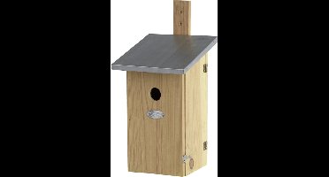 Houten vogelhuisje/nesthuisje 39 cm met kijkluik - Vurenhouten spiegel vogelhuisjes tuindecoraties - Vogelnestje voor kleine tuinvogeltjes
