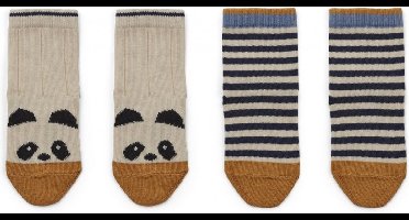 Liewood - Sokken Silas (2 Pak) - Sokken - PandaStripe Ecru
