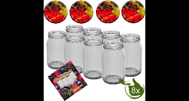 Glazenpotten 900 ml met twist-off deksel (Gemengd fruit) 8 stuks