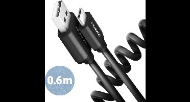AXAGON BUCM-AM10TB Twister cable USB-C <-> USB-A, 0,6m, USB 2.0, 2.4A, ALU, PVC, Black *USBAM *USBCM
