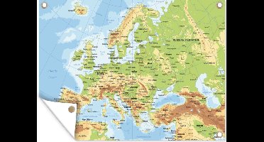 Tuin decoratie Kaart - Europa - Land - 40x30 cm - Tuindoek - Buitenposter