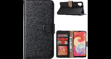 Hoesje Geschikt Voor Samsung Galaxy A04e Hoesje met Pasjeshouder – Bookcase – Zwart