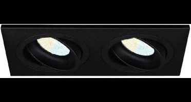 Inbouwspot Anas met Philips HUE White Ambiance - inbouw spot - Zwart - dubbele verdiepte spot - Voor binnen / woonkamer / keuken / slaapkamer - IP20 - GU10 - Buitendiameter: Dubbele spot - boorgat: Vierkante uitsparing - min. Inbouwdiepte: 70MM