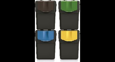 Prosperplast Keden SORTI BOX - Prullenbak - Set afvalbakken 4x20L - Zwart