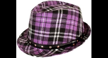 Hoed - Deukhoed - Schotse ruit - Paars