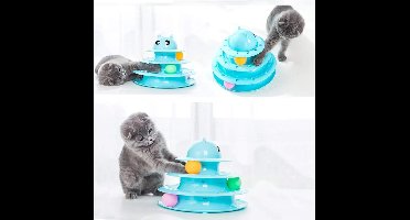 Cat Toy Roller 3-level Draaitafel Kattenspeelgoed Ballen Met 3 Kleurrijke Ballen Interactieve Kitten Fun