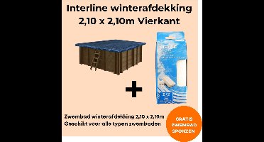 Interline winterafdekking Bali - Winterafdekking 2,10 x 2,10m vierkant - Voor alle houten zwembaden - Vertraagt verdamping - Verminderd verbruik chloor - Inclusief gratis zwembadspons