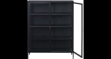 Vitrinekast Metaal Zwart - 110cm - 2-Deurs - Soft Closing - Kast Carmel - Giga Living