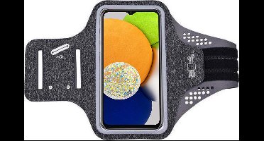 Hoesje Geschikt voor Samsung Galaxy A03 hardloop telefoonhouder – armband - sportband - van stof - Zwart