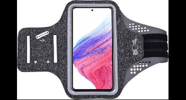 Hoesje Geschikt voor Samsung Galaxy A71 hardloop telefoonhouder – armband - sportband - van stof - Zwart