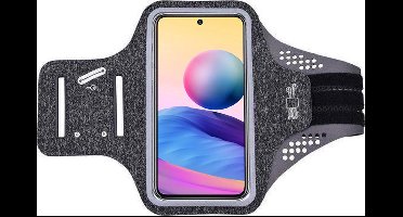 Hoesje Geschikt voor Xiaomi Redmi Note 10 (5G) hardloop telefoonhouder – armband - sportband - van stof - Zwart