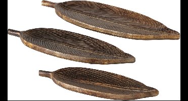 Set van 3 mooie houten bladen in bladvorm