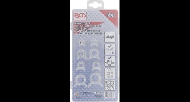 BGS 9475 - Assortiment de colliers de serrage en acier à ressorts | 80 pièces
