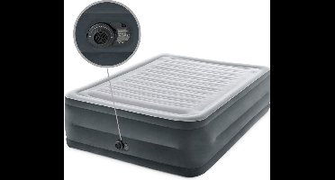 Intex Luchtbed - 2-Persoons - 152 x 203 x 56 cm - Grijs - Inclusief pomp - Hoeslaken - Kussen - Kussenbeschermer en Reparatieset