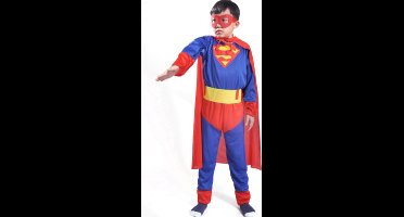 Superman verkleedkostuum + cape en masker voor kinderen - maat S 110-120 cm - Carnaval, Halloween en verjaardag pak kids suit