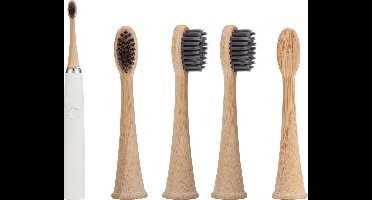 Sonicare Bamboe Opzetborstels | 4 Stuks | Houtskool Opzetborstels | Gepatenteerde Bio-based binnenkant, Bamboe buitenkant