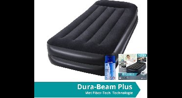 Intex Pillow Rest Raised - Luchtbed - 1 Persoons - Inclusief Ingebouwde Pomp en Repairset - 191x99x42 cm - PVC - Blauw