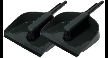 Pro Garden Stoffer en blik - 2x - groen - 40 x 33 x 11 cm - kunststof - vegen