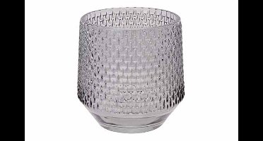 Theelichthouder Drop Grijs 9,5x9,5xh10cm Glas