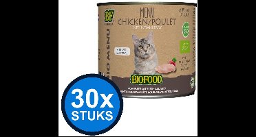 30x Biofood - Organic Kip Menu Blik - Kattenvoer Natvoer - 200g