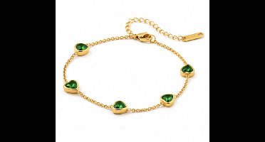 Luxe armband - Verguld - zirkonia - vrouwen armband - Goudkleurig armbanden - hoogwaardig roestvrij staal- armbandje - Goudkleurig - cadeau - verjaardag cadeau - Kerst cadeau