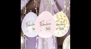 Ballonnen 50 jaar - Fabulous 50 - 6 ballonnen- 50 jaar versiering / Haza witbaar 50 verjaardag versiering / 50 jaar ballonnen/ 50 jaar ballonnen trouwdag jubileum