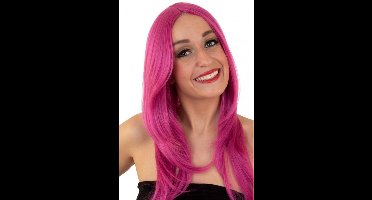Pruik Anne lang haar in roze / magenta
