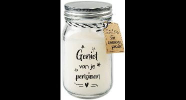 Geurkaars - Geniet van je pensioen - Zwart, wit