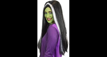 Witbaard Pruik Heks Dames Zwart/wit One-size