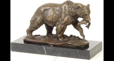 Bronzen beeldje - Grizzlybeer - Dierenrijk - 12,6 cm hoog
