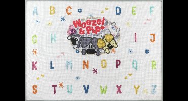 Pako Borduurpakket - telpatroon met code kaart - Woezel & Pip kids ABC - 271.046 - voorgesorteerd garen - Aida - 66 x 49 cm - DIY kit