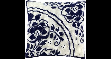 Pako borduurpakket kruisteek kussen - delft blauw Holland - geprint stramien - 003.282 - DIY kit