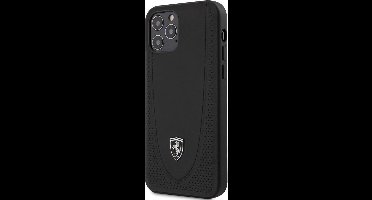 iPhone 12/12 Pro Backcase hoesje - Ferrari - Effen Zwart - Leer