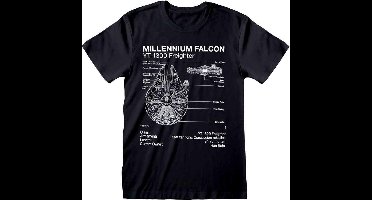 Star Wars Millenium Falcon Sketch Heren T-shirt - zwart - S