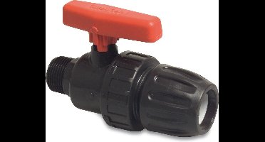 Mega Kogelkraan PP 63 mm x 2" knel x buitendraad 10bar zwart type Safe 502