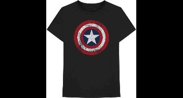 Marvel Captain America - Distressed Shield Heren T-shirt - M - Zwart
