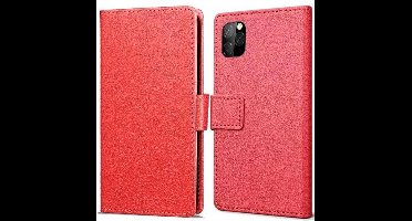 Just in Case Lederen Portemonnee Wallet geschikt voor iPhone 11 Pro Hoes - Rood Pasjes Briefgeld