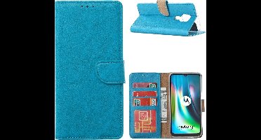 Hoesje geschikt voor Moto G9 Play Hoesje, Hoesje geschikt voor Moto G9 Hoesje, Hoesje geschikt voor Moto E7 Plus Hoesje met Pasjeshouder - Blauw