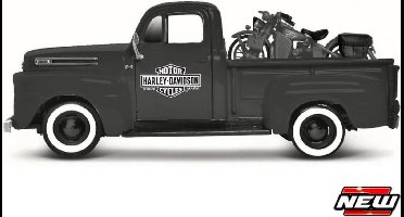 MAISTO FORD F-1 PICK UP 1948 + HARLEY DAVIDSON WLA FLATHEAD 1942 schaal 1:24